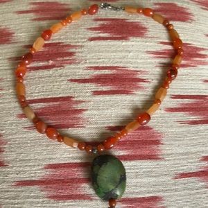 Turquoise and carnelian necklace.